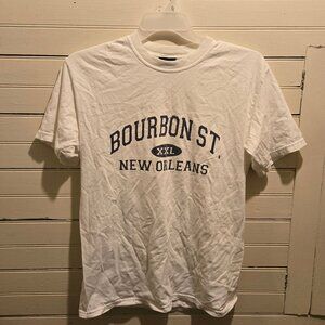 Bourbon St New Orleans T-Shirt Men's M White Short Sleeve Graphic Tee